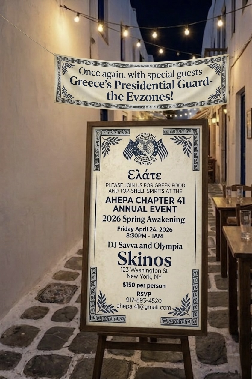 2026 Spring Awakening Flyer — AHEPA Brooklyn Chapter 41 Annual Event at Skinos