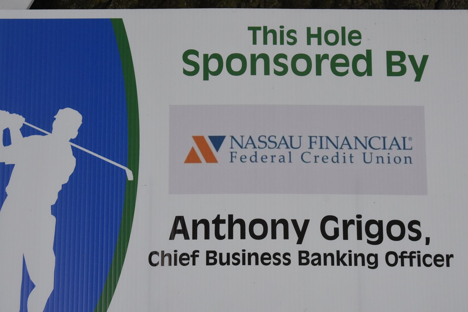 Hole sponsor sign — AHEPA Brooklyn Chapter 41 15th Annual Greek Community Golf Outing, June 2026