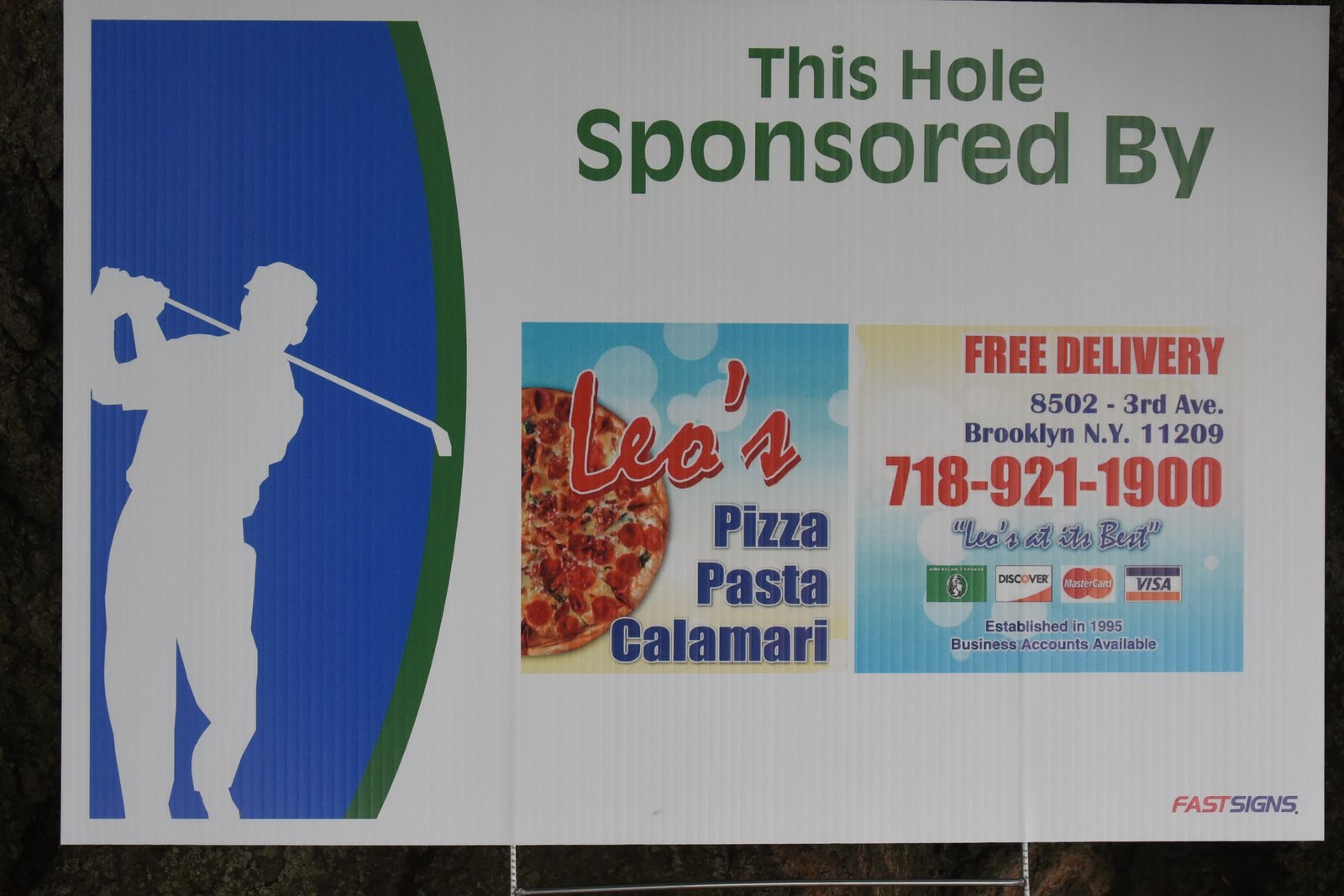 Hole sponsor sign — AHEPA Brooklyn Chapter 41 15th Annual Greek Community Golf Outing, June 2026