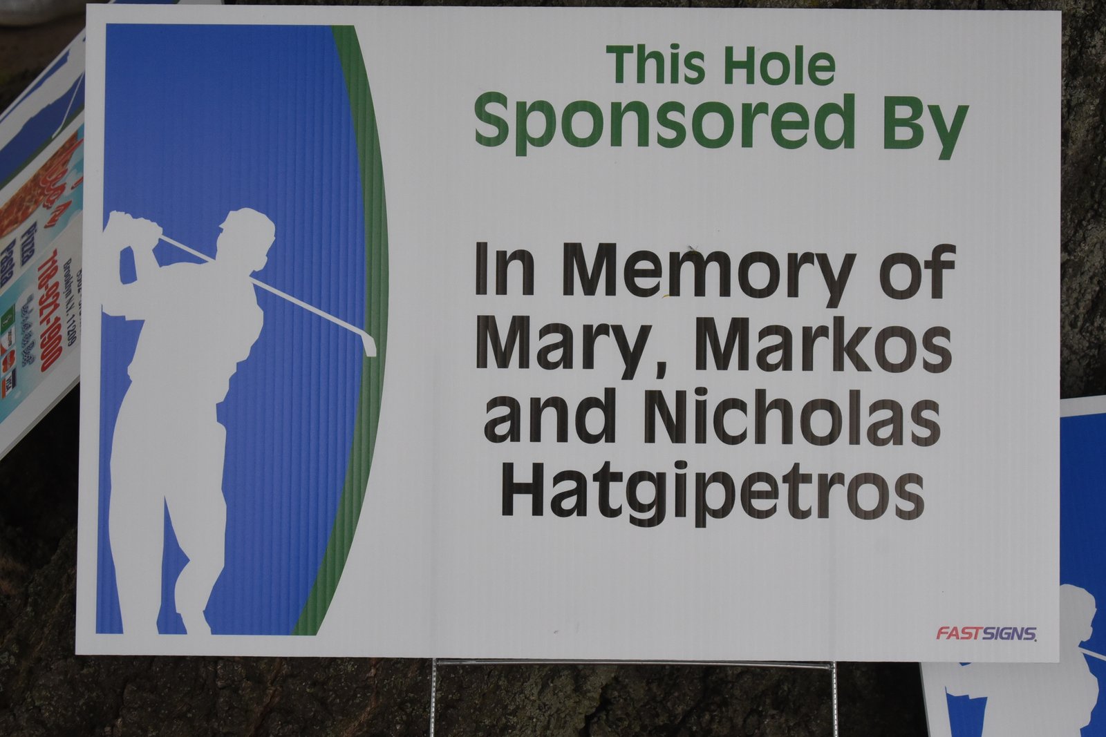 Hole sponsor sign — AHEPA Brooklyn Chapter 41 15th Annual Greek Community Golf Outing, June 2026