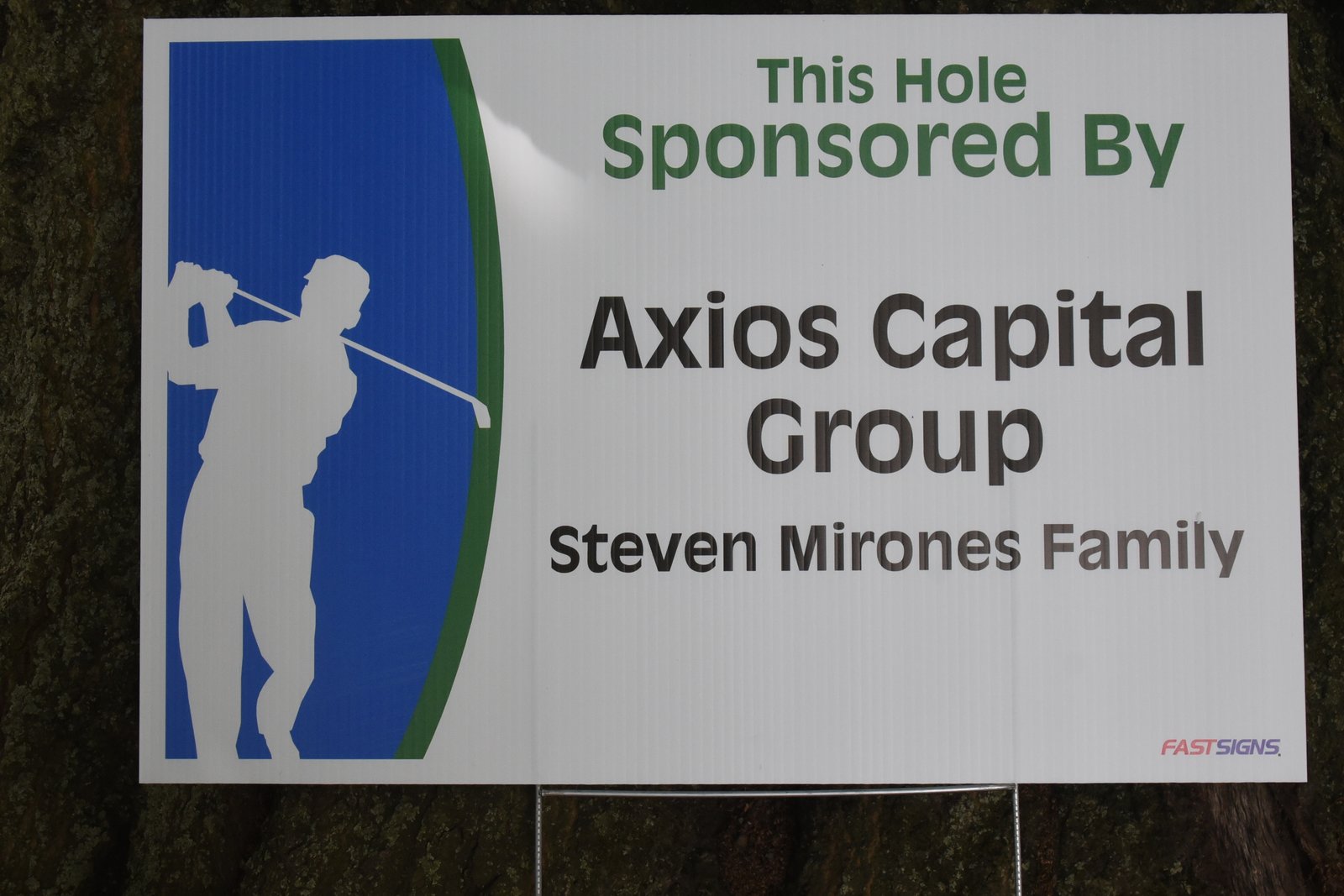 Hole sponsor sign — AHEPA Brooklyn Chapter 41 15th Annual Greek Community Golf Outing, June 2026