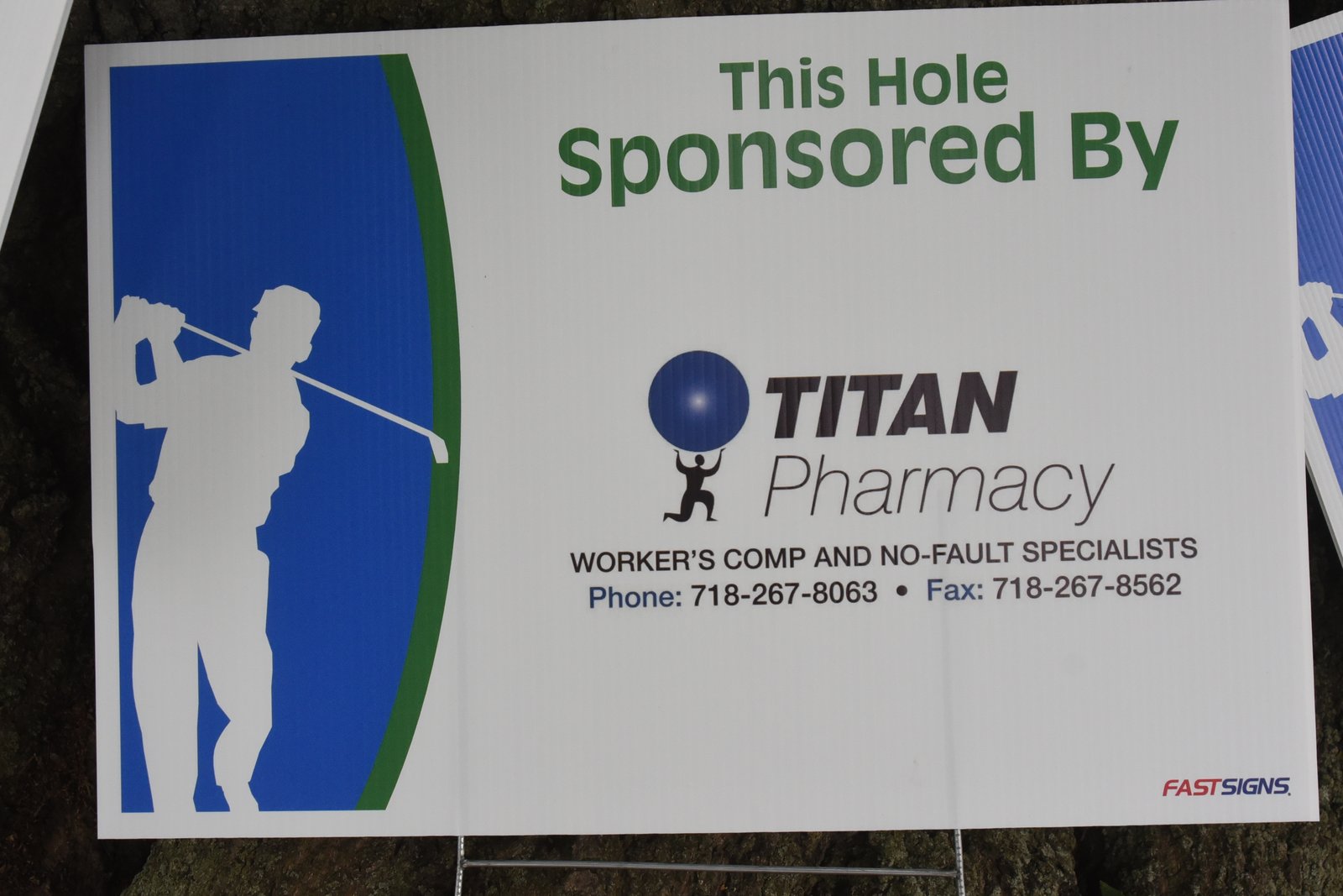 Hole sponsor sign — AHEPA Brooklyn Chapter 41 15th Annual Greek Community Golf Outing, June 2026