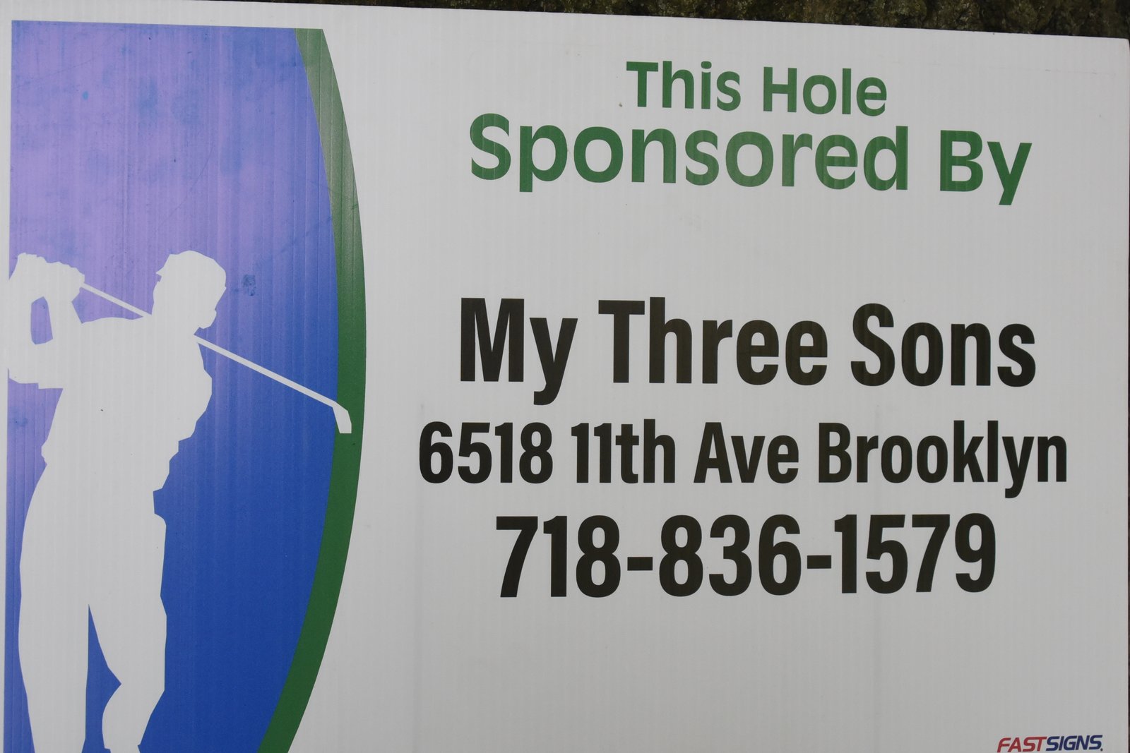Hole sponsor sign — AHEPA Brooklyn Chapter 41 15th Annual Greek Community Golf Outing, June 2026
