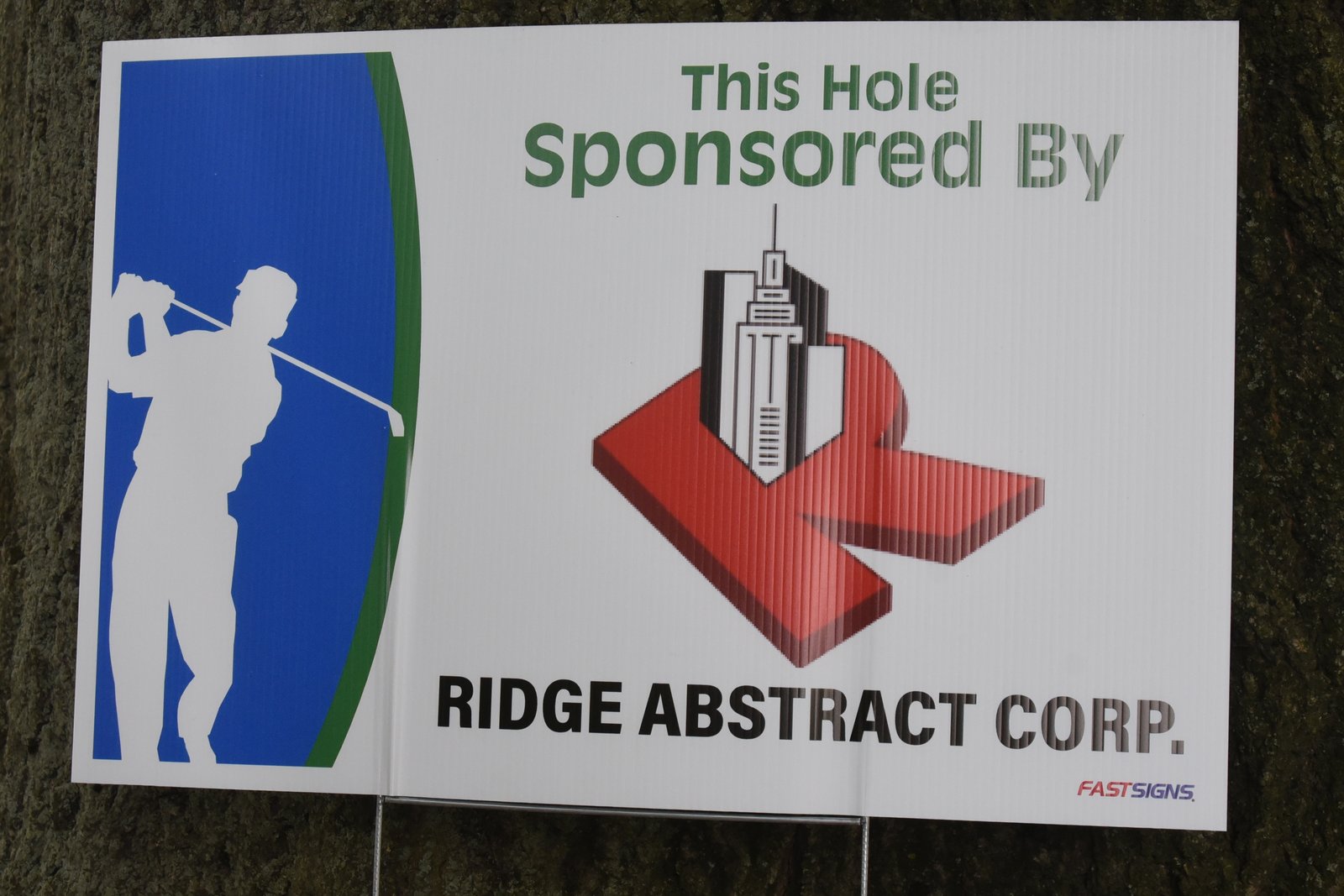 Hole sponsor sign — AHEPA Brooklyn Chapter 41 15th Annual Greek Community Golf Outing, June 2026