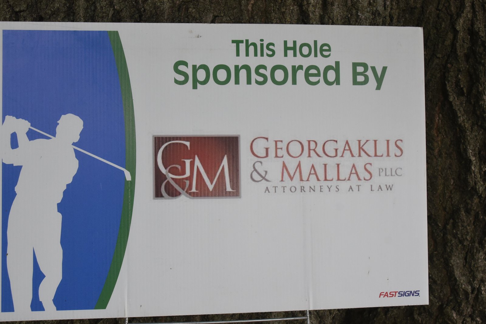 Hole sponsor sign — AHEPA Brooklyn Chapter 41 15th Annual Greek Community Golf Outing, June 2026