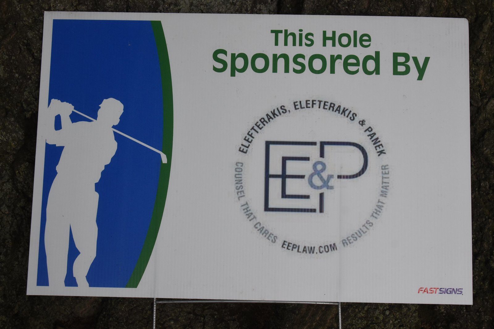 Hole sponsor sign — AHEPA Brooklyn Chapter 41 15th Annual Greek Community Golf Outing, June 2026