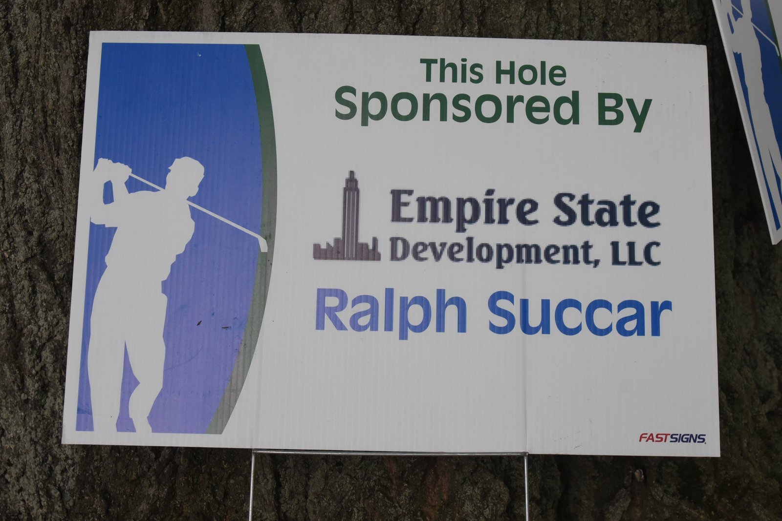Hole sponsor sign — AHEPA Brooklyn Chapter 41 15th Annual Greek Community Golf Outing, June 2026