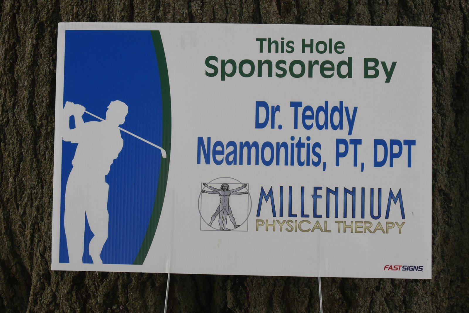 Hole sponsor sign — AHEPA Brooklyn Chapter 41 15th Annual Greek Community Golf Outing, June 2026