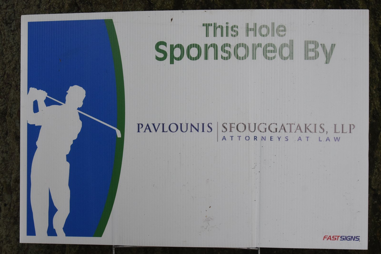 Hole sponsor sign — AHEPA Brooklyn Chapter 41 15th Annual Greek Community Golf Outing, June 2026