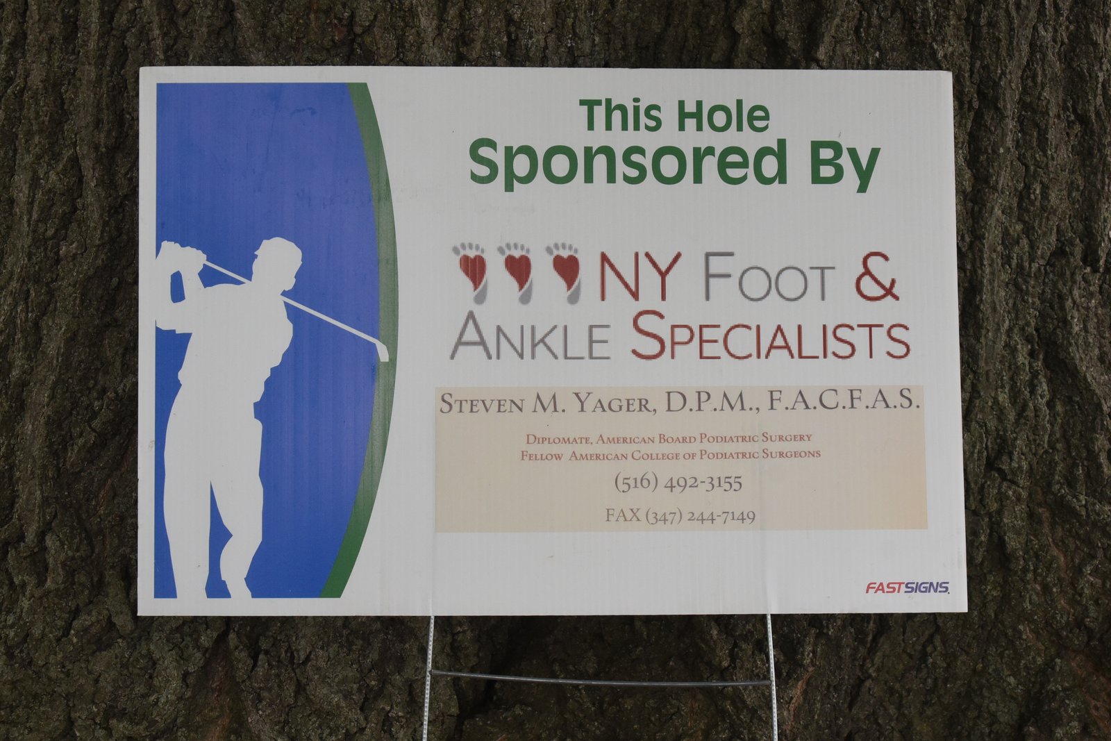 Hole sponsor sign — AHEPA Brooklyn Chapter 41 15th Annual Greek Community Golf Outing, June 2026
