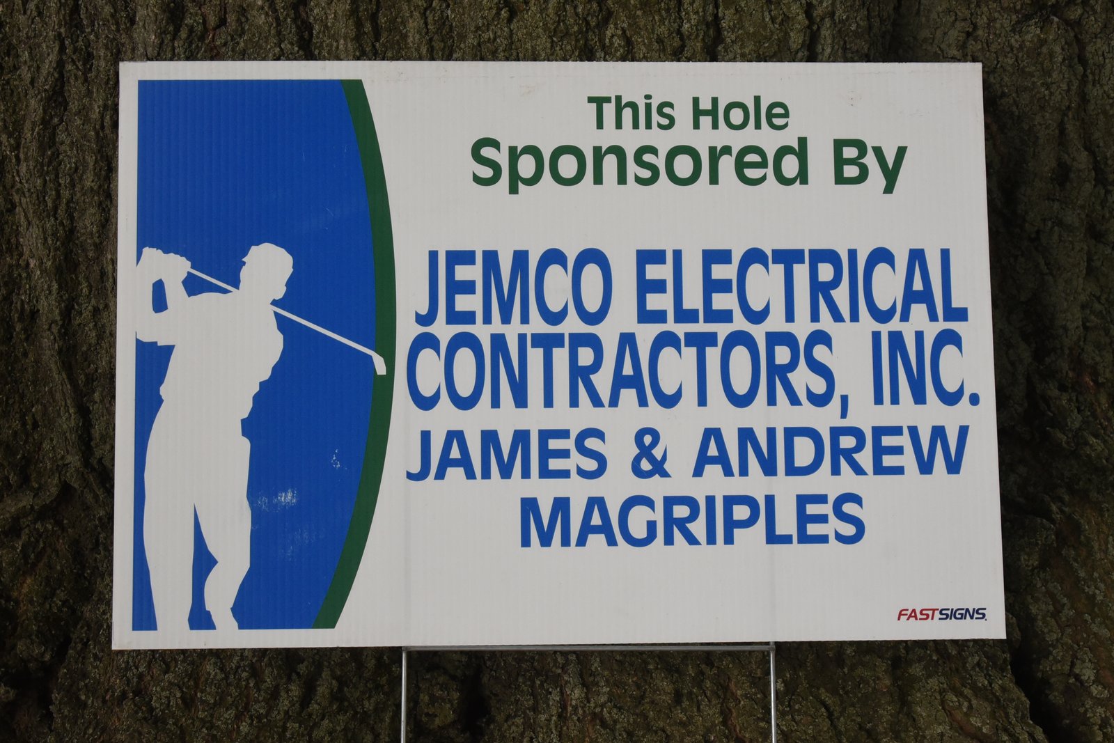 Hole sponsor sign — AHEPA Brooklyn Chapter 41 15th Annual Greek Community Golf Outing, June 2026