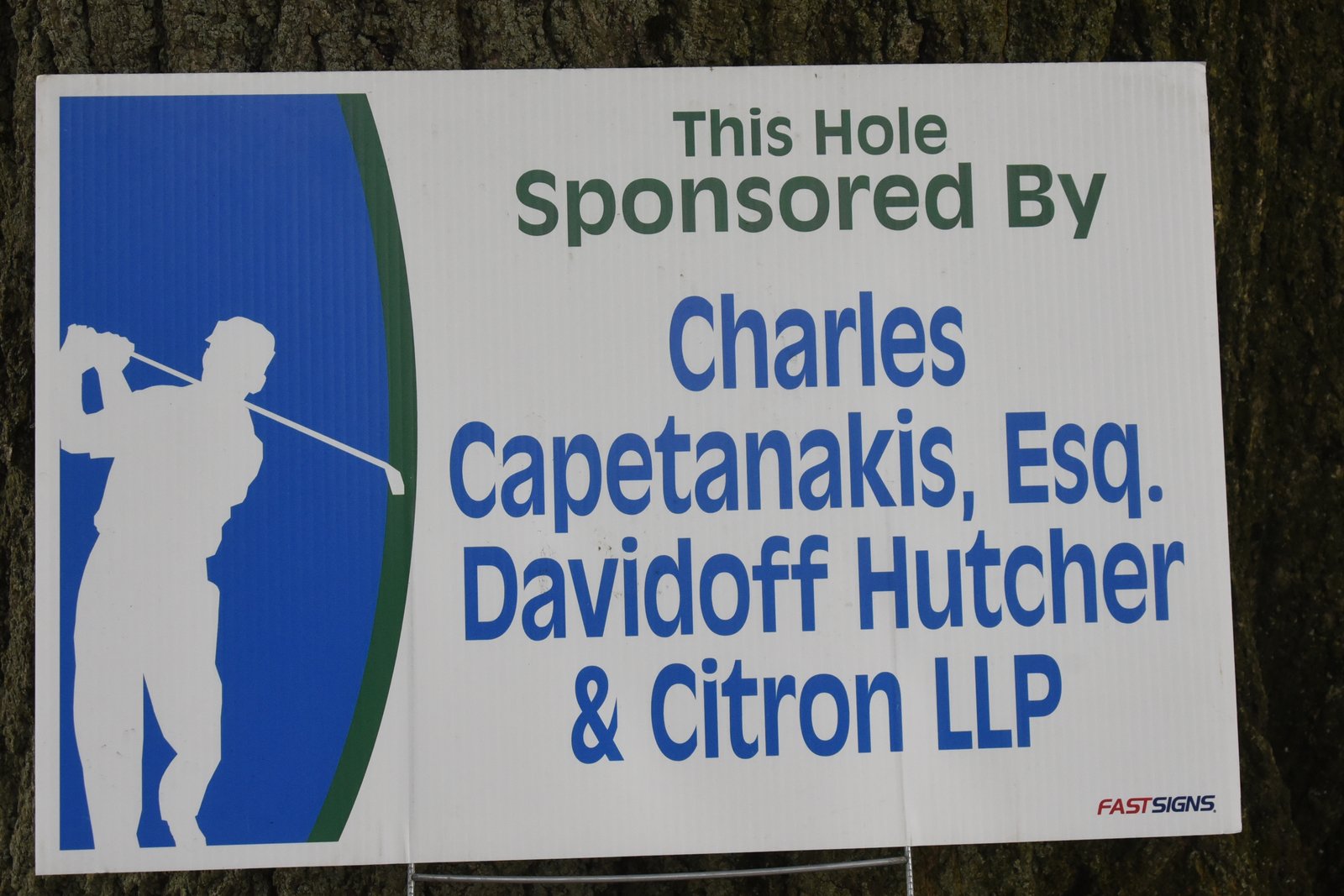 Hole sponsor sign — AHEPA Brooklyn Chapter 41 15th Annual Greek Community Golf Outing, June 2026