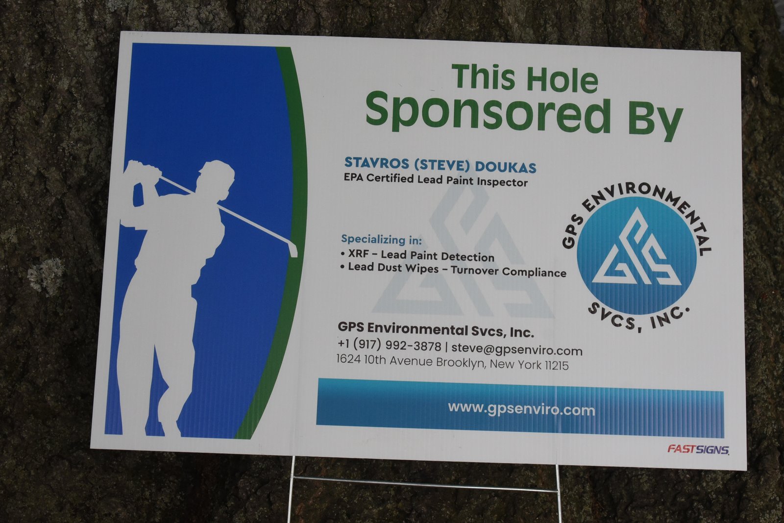 Hole sponsor sign — AHEPA Brooklyn Chapter 41 15th Annual Greek Community Golf Outing, June 2026